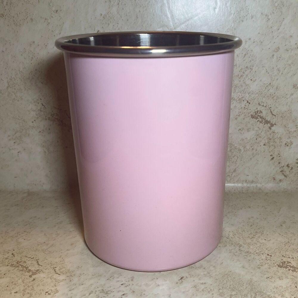 Pastel Pink Enamel Coated Utensil Holder